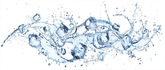 graphic of splashing water and ice cubes